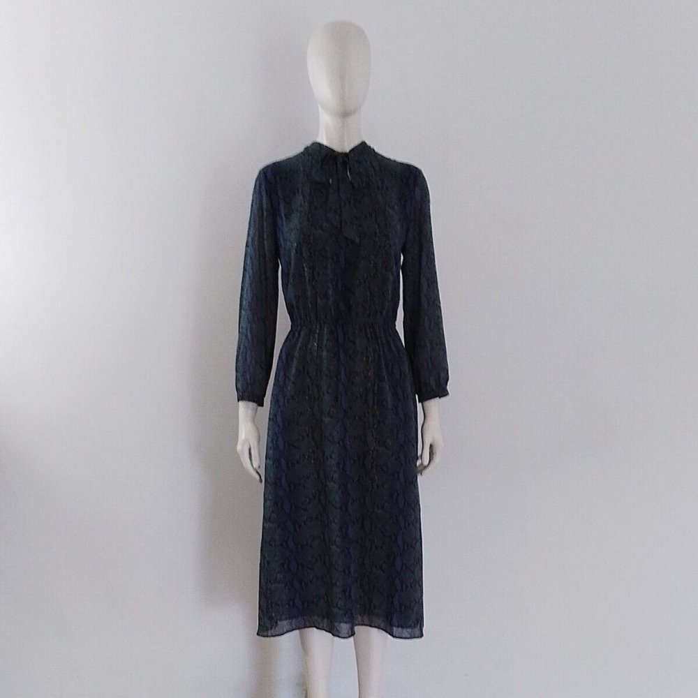 HUSH Snakeskin Neck-Tie Midi Maxi-Dress Size UK 12 EU 40 - Picture 2 of 10